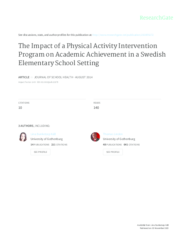 (PDF) The Impact of a Physical Activity Intervention Program on ...