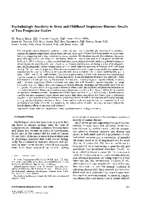 (PDF) Psychobiologic Reactivity to Stress and Childhood Respiratory ...