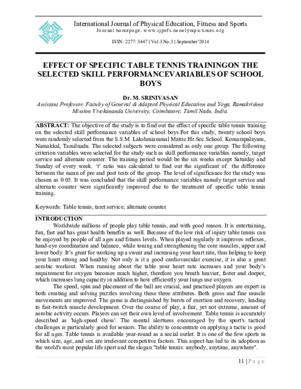 (PDF) EFFECT OF SPECIFIC TABLE TENNIS TRAININGON THE SELECTED SKILL