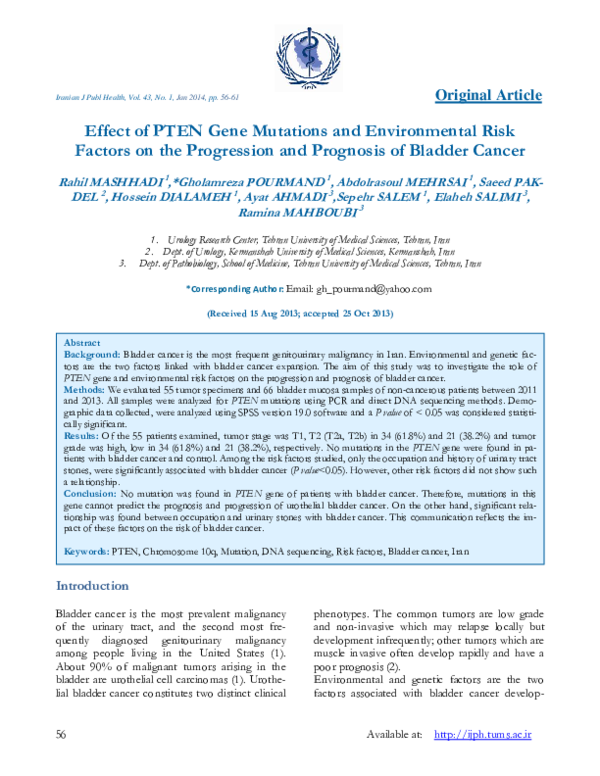 (PDF) Effect of PTEN Gene Mutations and Environmental Risk Fac¬ tors on ...