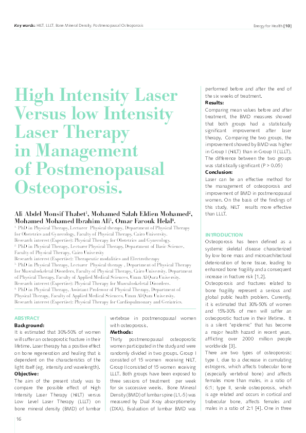 (PDF) High Intensity Laser Versus Low Intensity Laser Therapy in