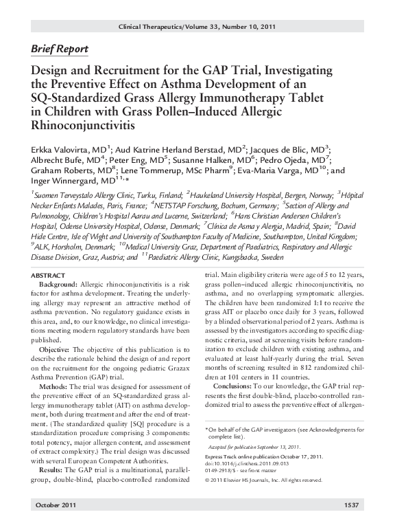 (PDF) Efficacy and Safety of Ragweed SLITTablets Across Peak and Entire Season in Children with