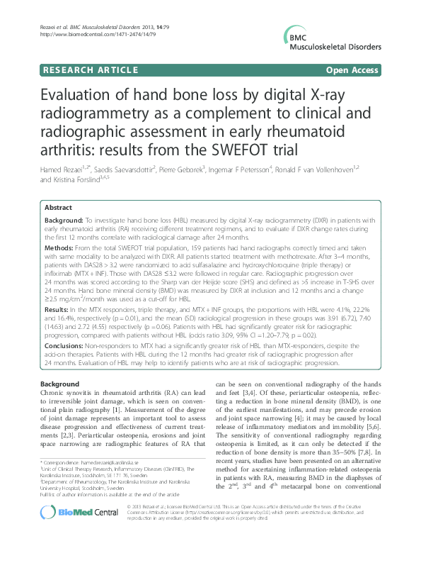 (PDF) Evaluation of hand bone loss by digital X-ray radiogrammetry as a ...