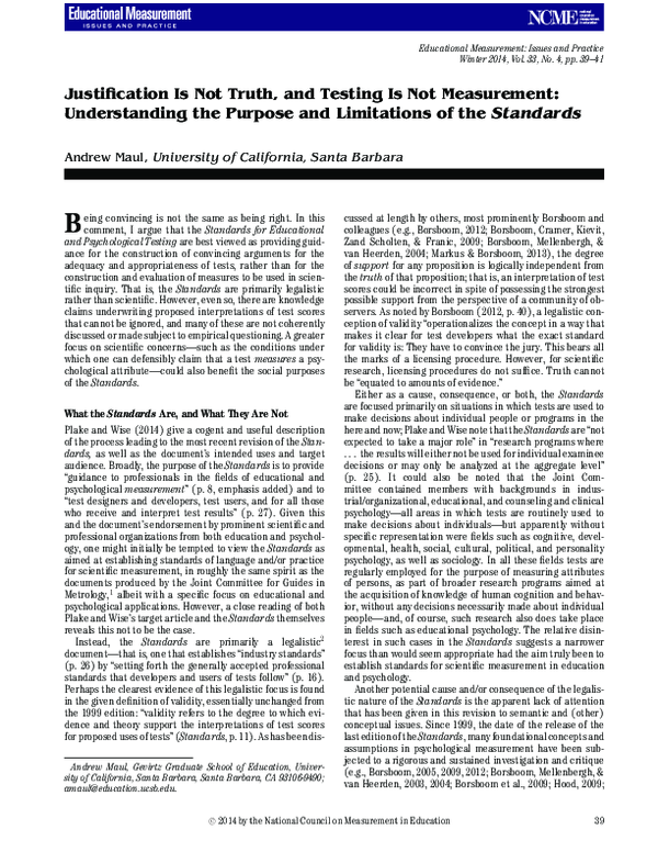 (PDF) Justification is not truth, and testing Is not measurement ...