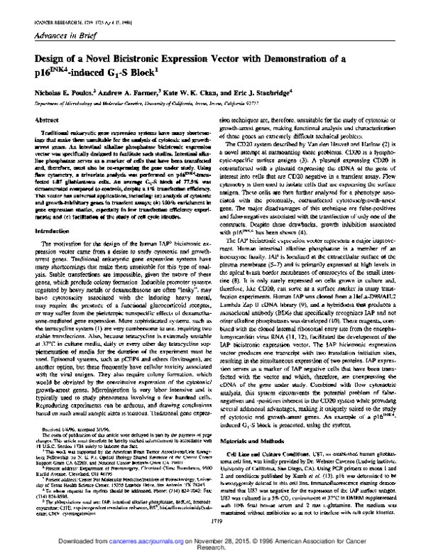 (PDF) Design of a novel bicistronic expression vector with ...
