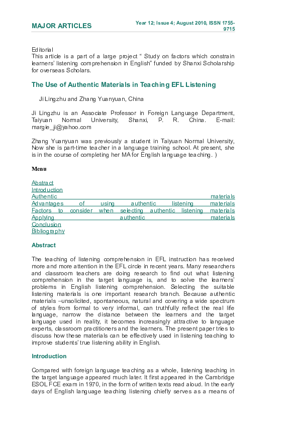(DOC) Authentic listening material Chánh Lê Academia.edu