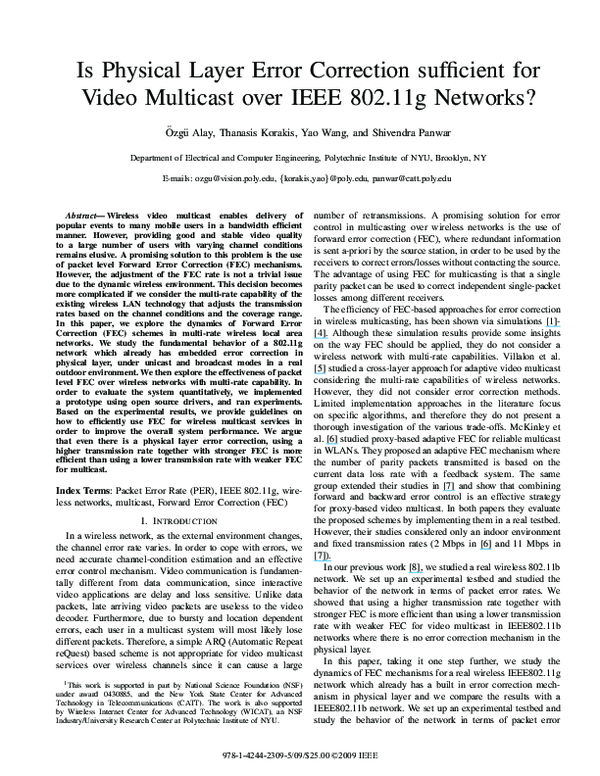(PDF) Is Physical Layer Error Correction Sufficient for Video Multicast ...