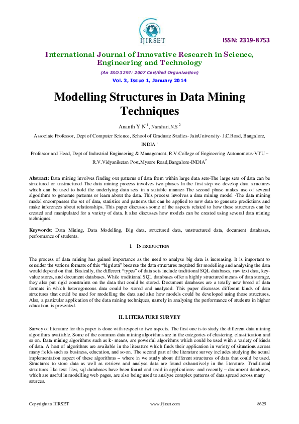 (PDF) Modelling Structures in Data Mining