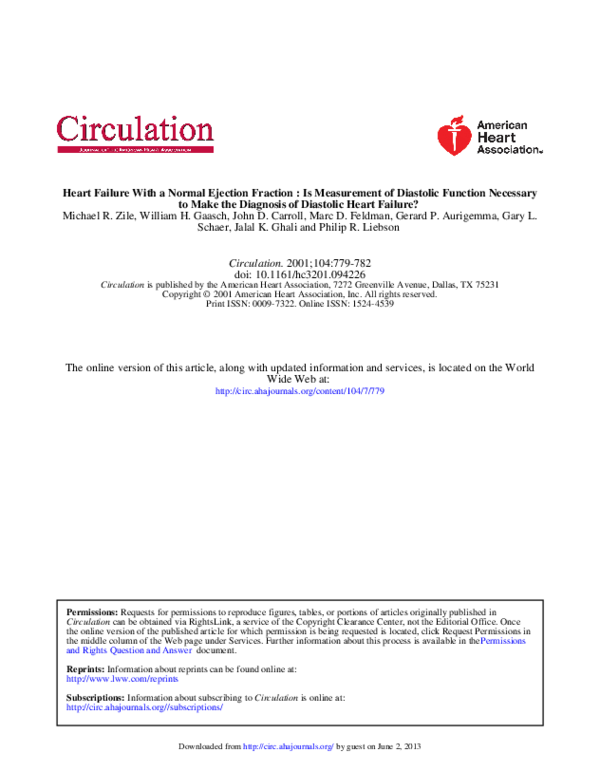 (PDF) Heart Failure With a Normal Ejection Fraction: Is Measurement of ...