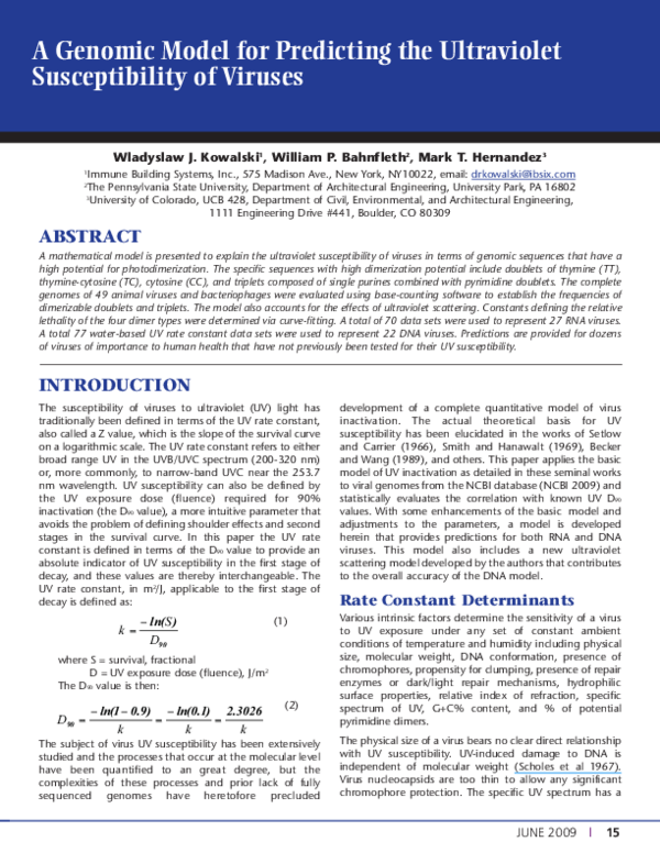 (PDF) A genomic model for predicting the ultraviolet susceptibility of ...