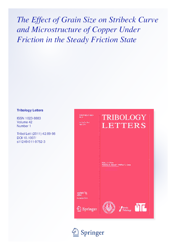 (PDF) The Effect of Grain Size on Stribeck Curve and Microstructure of ...