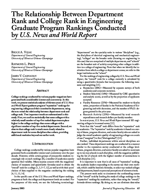 (PDF) The relationship between department rank and college rank in ...