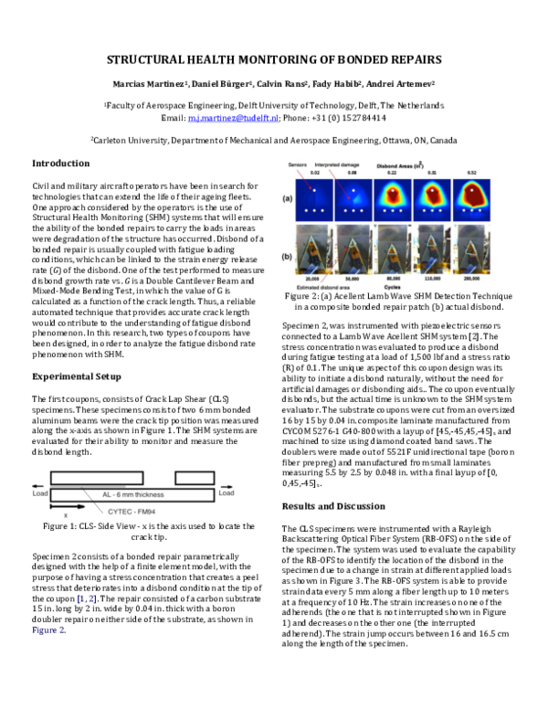 (PDF) Structural Health Monitoring of Bonded Repairs