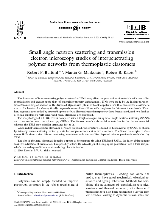 (PDF) Small angle neutron scattering and transmission electron ...