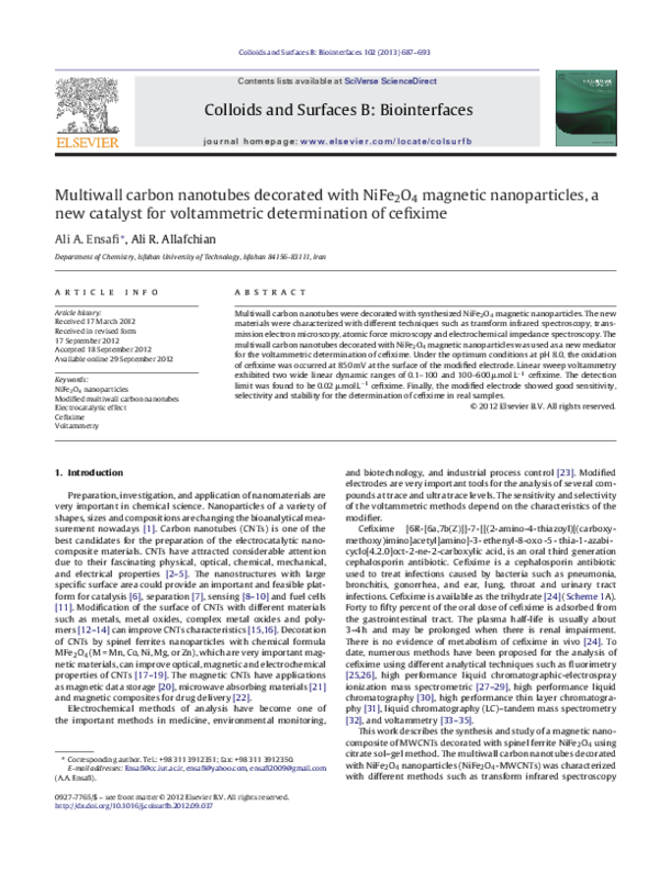 (PDF) Multiwall carbon nanotubes decorated with NiFe2O4 magnetic ...