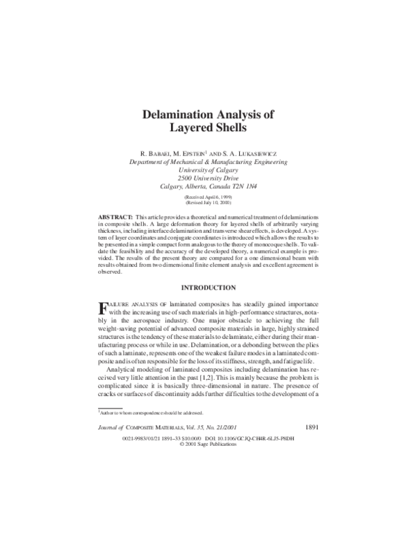 (PDF) Delamination Analysis of Layered Shells
