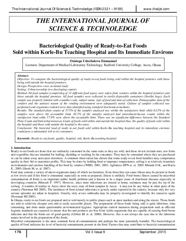 (PDF) BACTERIOLOGY OF FOOD Gloria Kattah and Osisiogu Udochukwu