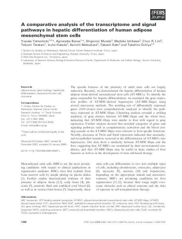 (PDF) A comparative analysis of the transcriptome and signal pathways ...