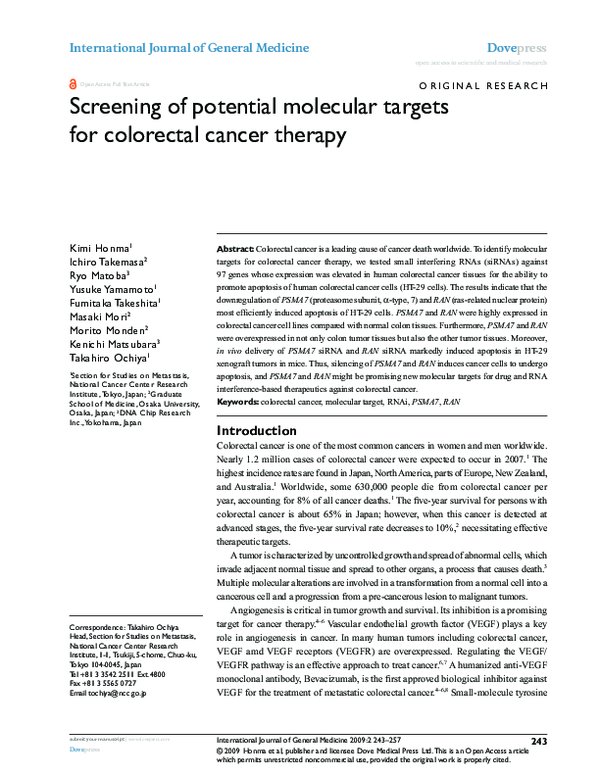 (PDF) Screening of potential molecular targets for colorectal cancer ...