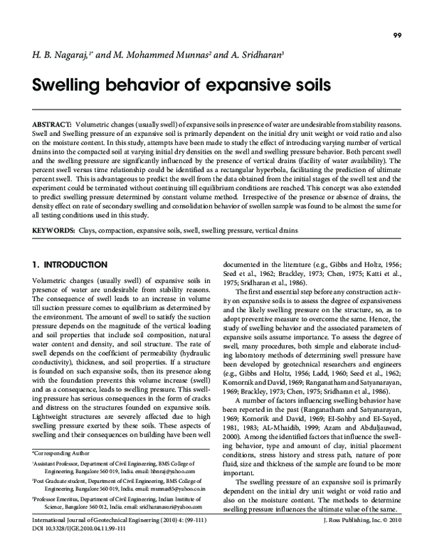 (PDF) Swelling behavior of expansive soils