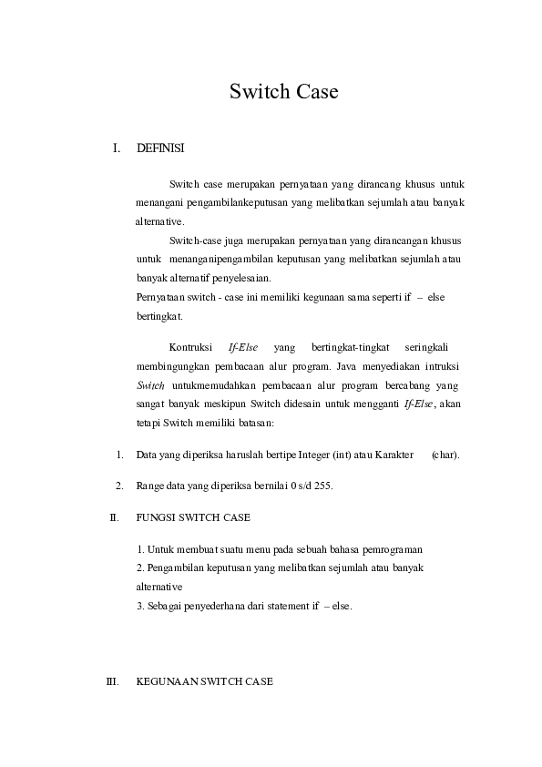 (DOC) Switch Case