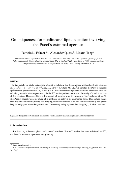 (PDF) On uniqueness for nonlinear elliptic equation involving the Pucci ...