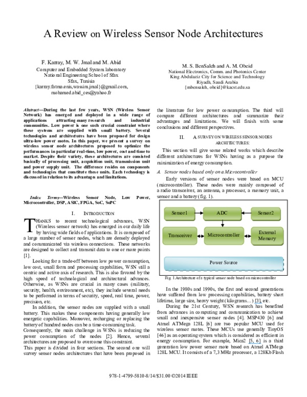 (PDF) A review on wireless sensor node architectures
