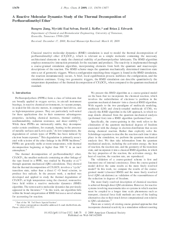 (PDF) A Reactive Molecular Dynamics Study of the Thermal Decomposition ...