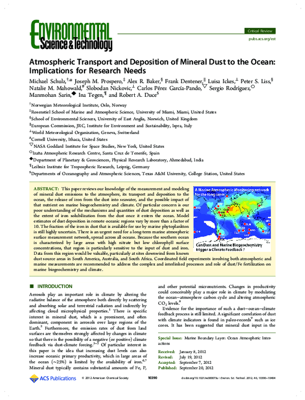 (PDF) Atmospheric Transport and Deposition of Mineral Dust to the Ocean ...