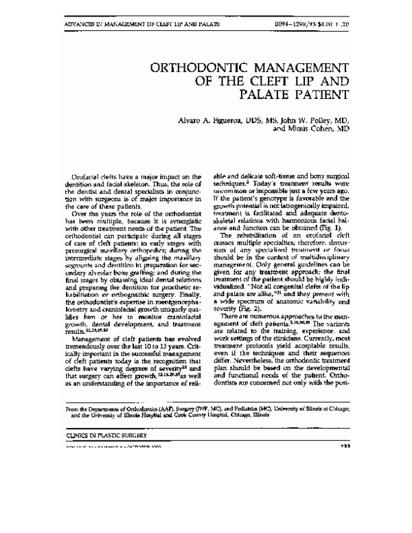 (PDF) Orthodontic management of the cleft lip and palate patient