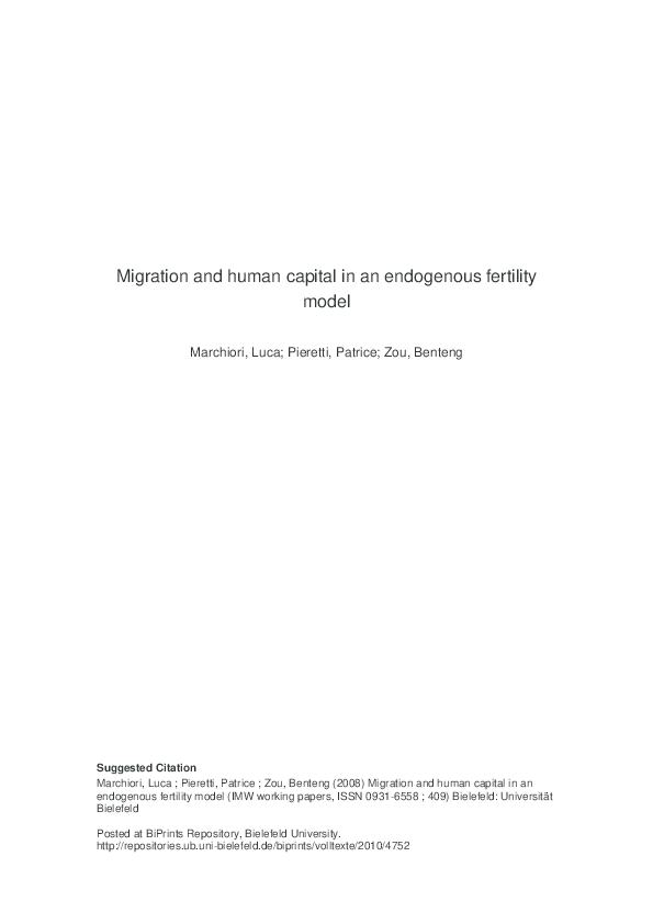 (PDF) Migration and human capital in an endogenous fertility model