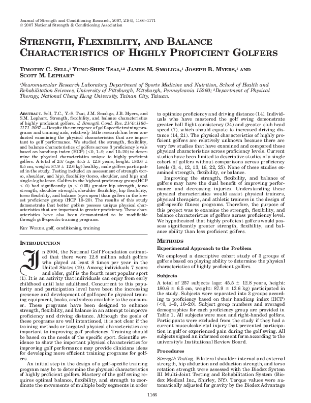 (PDF) STRENGTH, FLEXIBILITY, AND BALANCE CHARACTERISTICS OF HIGHLY ...