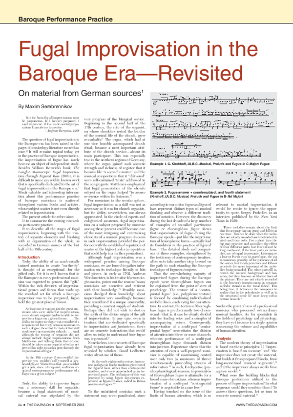 (PDF) Fugal Improvisation in the Baroque Era—Revisited (On material ...