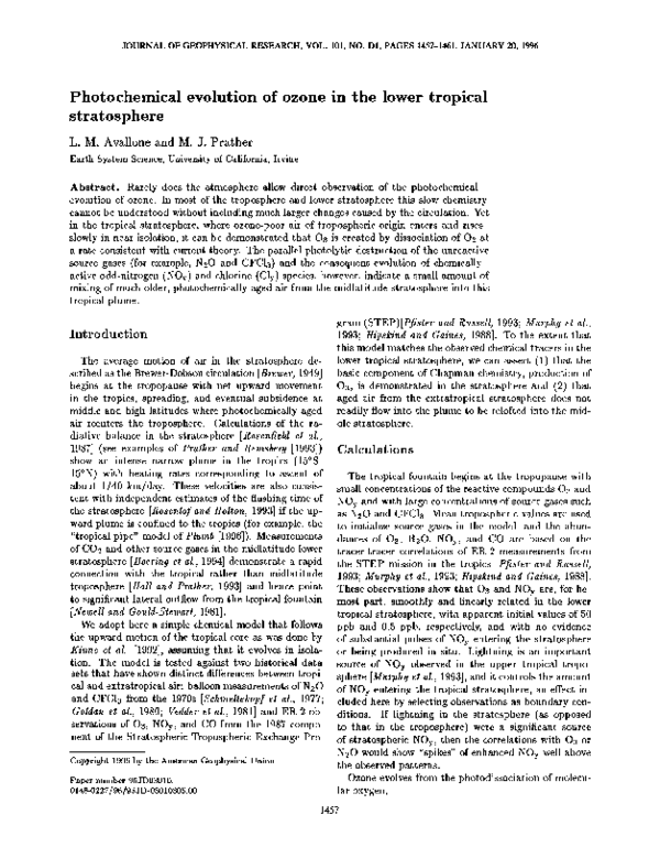 (PDF) Photochemical evolution of ozone in the lower tropical stratosphere