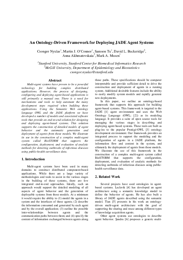 (PDF) An Ontology-Driven Framework for Deploying JADE Agent Systems