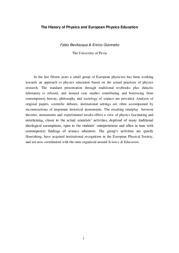 The history of physics and European physics education