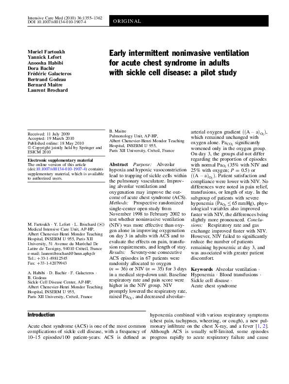 (PDF) Acute Chest Syndrome in Sickle Cell Disease: Clinical ...