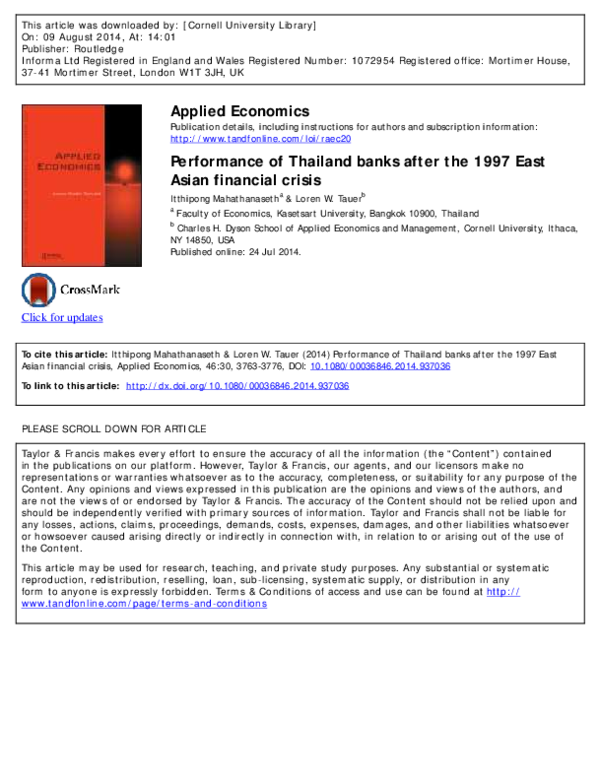 (PDF) Thailand’s Market Power in Its Rice Export Markets Loren Tauer