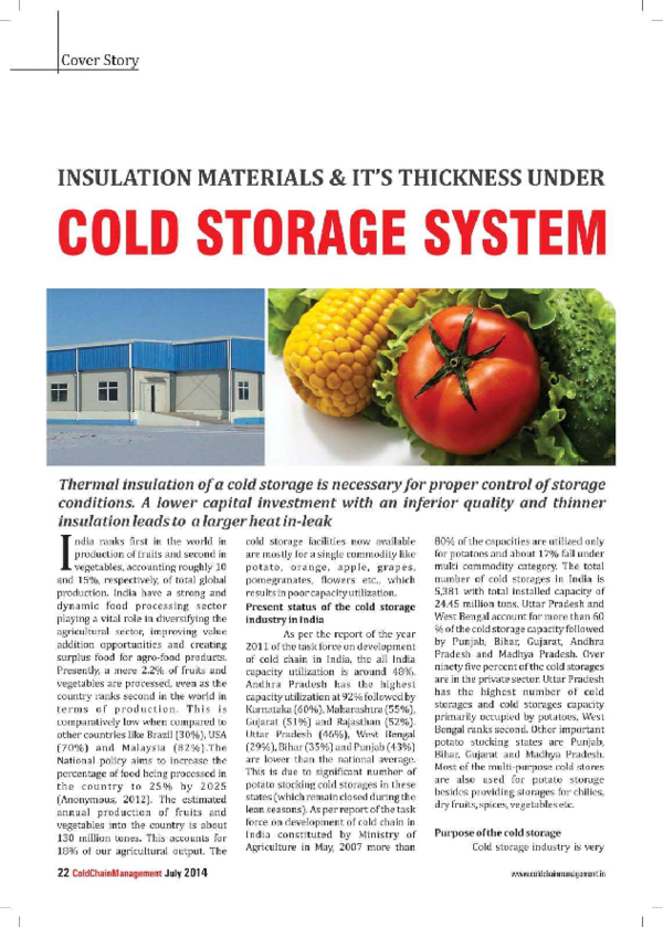 (PDF) INSULATION MATERIALS AND IT’S THICKNESS UNDER COLD STORAGE SYSTEM