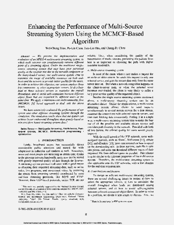 (PDF) Enhancing the performance of multi-source streaming system using ...