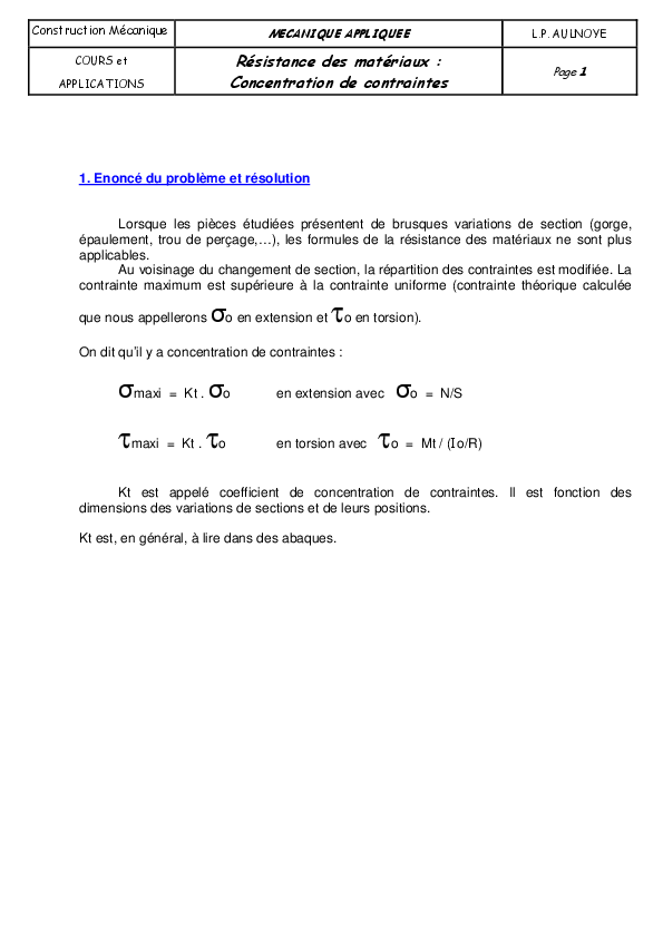(PDF) Cours RDM Concentration de Contraintes