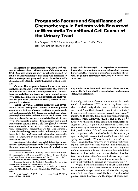 (PDF) Prognostic factors and significance of chemotherapy in patients ...