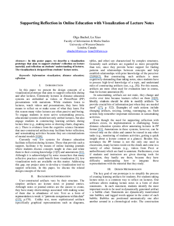 (PDF) Supporting Reflection in Online Education with Visualization of ...