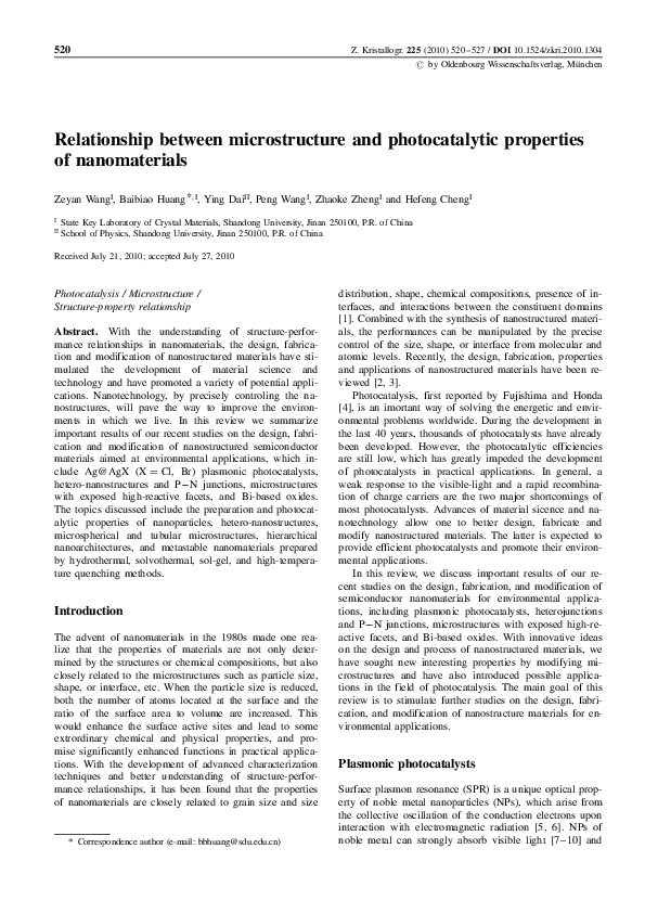(PDF) Relationship between microstructure and photocatalytic properties ...