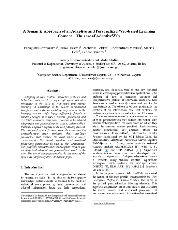 (PDF) A Semantic Approach of an Adaptive and Personalized Web-Based ...