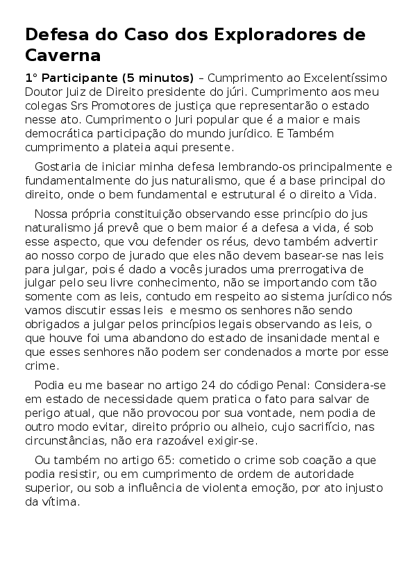 (DOC) Defesa do Caso dos Exploradores