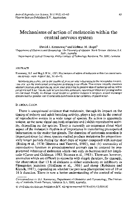 (PDF) Mechanisms of action of melatonin within the central nervous system
