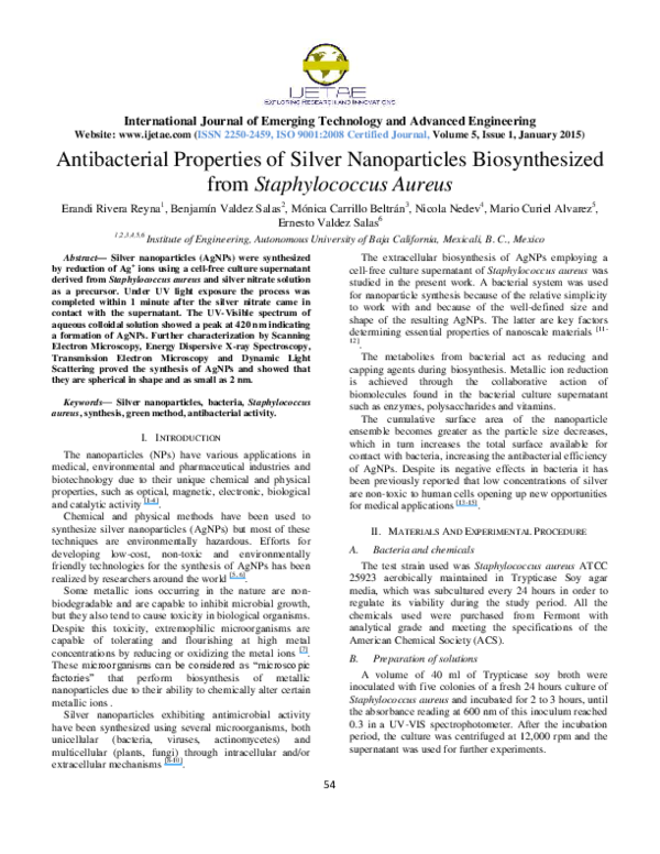 (PDF) Antibacterial Properties of Silver Nanoparticles Biosynthesized ...