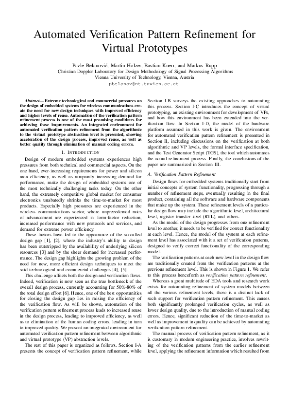 (PDF) Automated Verification Pattern Refinement for Virtual Prototypes ...