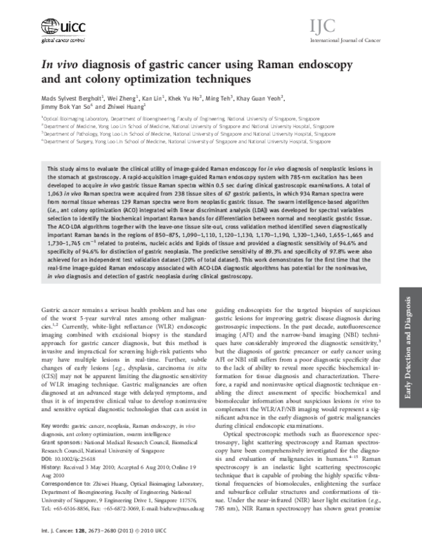 (PDF) In vivo diagnosis of gastric cancer using Raman endoscopy and ant ...